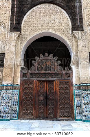 Gate at the courtyard of bou inania madrasa