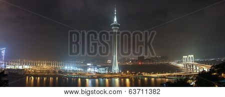 View of night Macao with Macao Tower