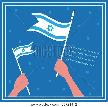 Happy Israeli independence day. hand holding a flag.