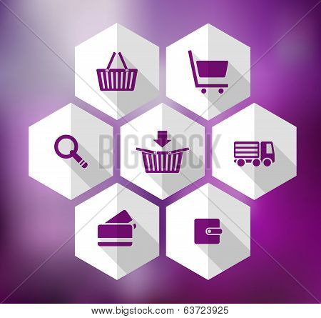 hexagonal icons for e-shop - Illustration