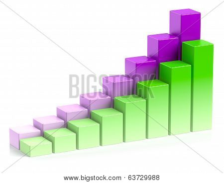 Colorful Growing Bar Chart In Two Rows Business Success Concept