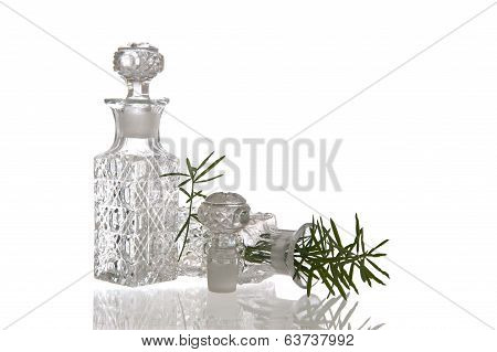 Two Decorative Glass Flasks With Plugs