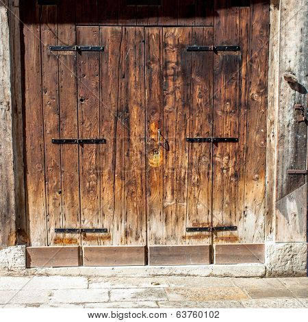 Aged old doors in Venice, Italy