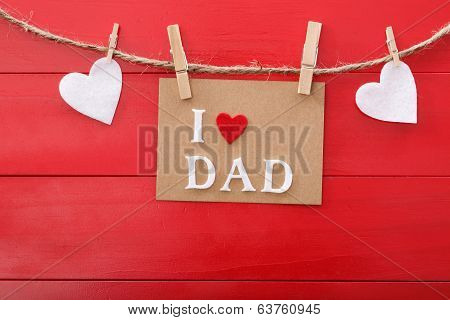 Fathers Day Message Over Red Wooden Board
