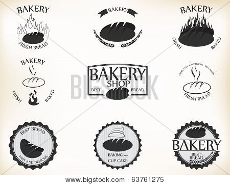 Bakery labels and badges with retro vintage style design