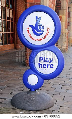 National Lottery Sign, UK.