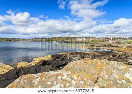 Lerwick Town Center Under Blue Sky