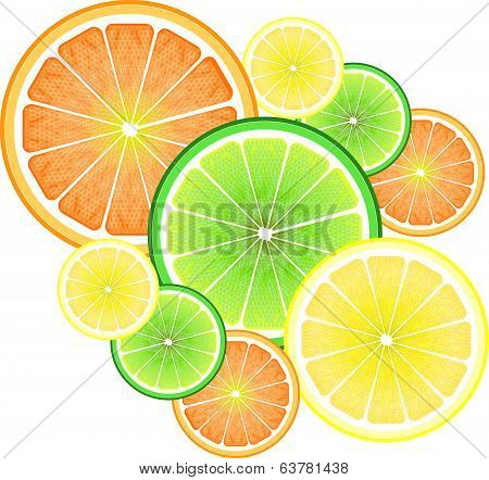 Lemon, orange and lime