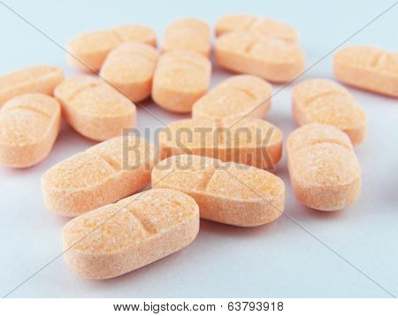 Vitamin C Pills On White Background