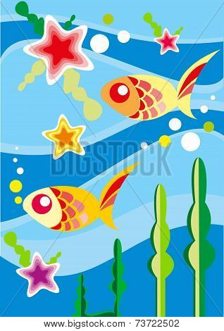 Underwater fishes - vector illustration