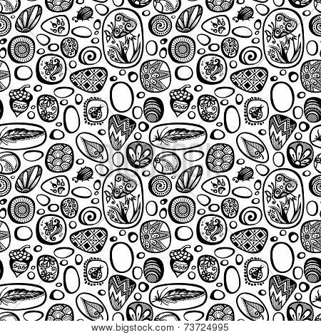 Vector Seamless Pattern Ornate Pebbles