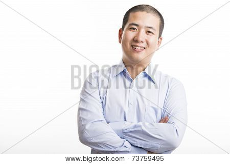 Young Business Man Standing Isolated On White