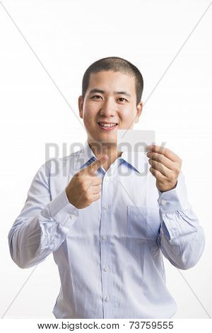 Young Business Man Standing Isolated On White