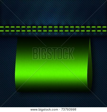 Jeans Seam With Green Empty Label