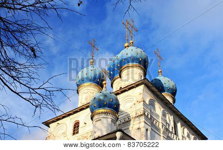 Domes of Russian cathedral in Moscow
