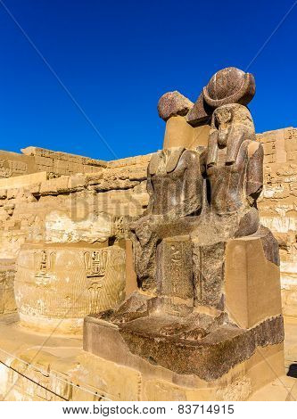 Statues Of Ramses Iii. And Thoth At The Mortuary Temple - Egypt