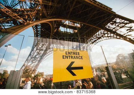 Entrance to Eiffel tower Paris France