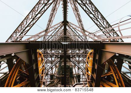 Eiffel tower elevator mechanism, Paris, France
