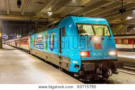 Basel, Switzerland - December 15: City Night Line Train To Prague At Basel Sbb Station On December 1
