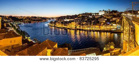 Porto In Portugal At Night