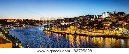 Porto In Portugal At Night