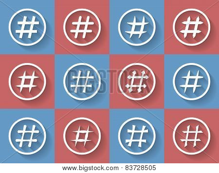 Icon Set Of Hashtags. Hashtag Symbols