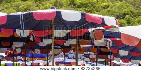 Umbrella Koh Larn Island Tropical Beach In Pattaya City Thailand