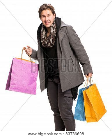 Smiling Handsome Man With Shopping Bags