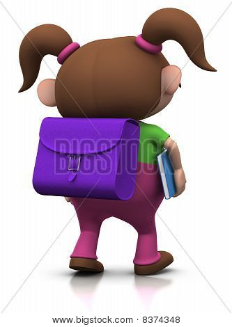 Ragazza sulla sua strada a scuola