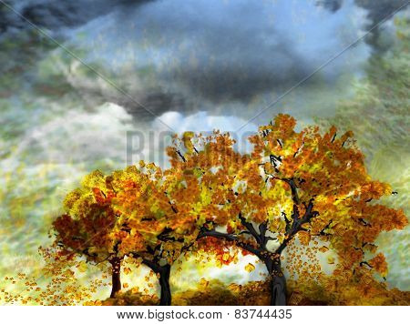 autumn trees-digital painting
