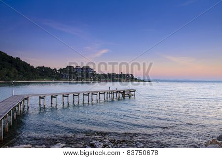 Pier at sunrise, eastern Thailand