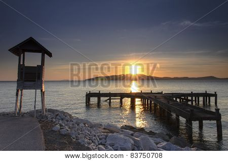 Pier at sunrise, eastern Thailand