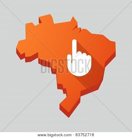 Orange Brazil Map With A Pointing Hand