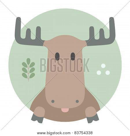 Animal set. Portrait in flat graphics - Moose