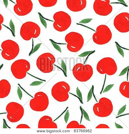 Watercolor Seamless Pattern with cherries