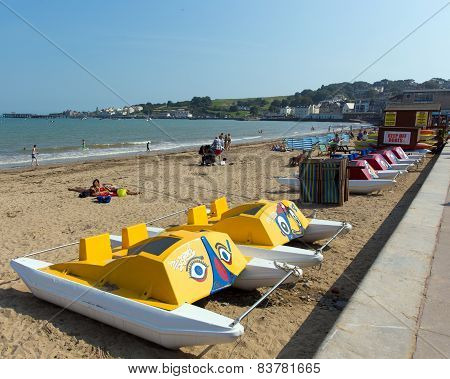 Sunshine and warm weather brought visitors to Swanage on the Dorset coast to enjoy this popular town