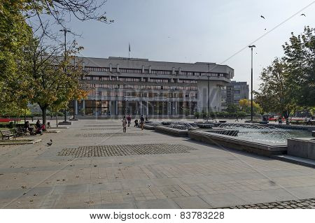 Square with fountain in Ruse town