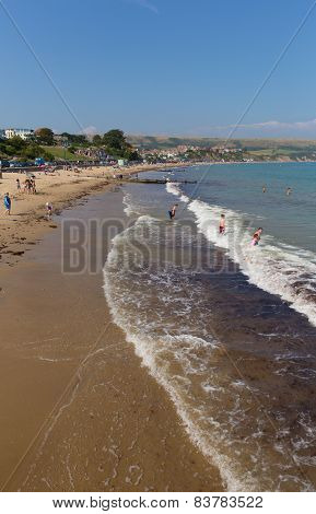 Sunshine and warm weather brought visitors to Swanage on the Dorset coast to enjoy this popular town