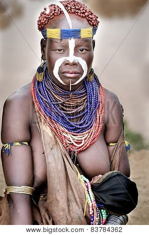 Portrait Of Unidentified Mother From Karo Tribe, Ethiopia