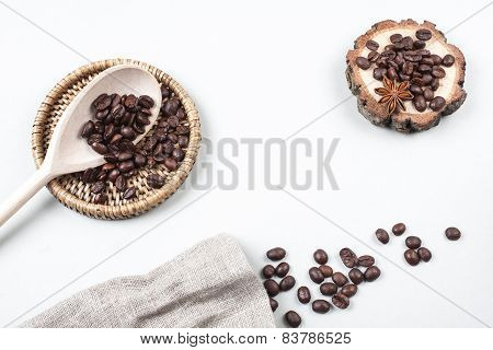 Coffee beans with place for text