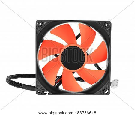 cpu cooler red fan on white