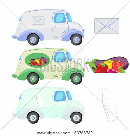Delivery trucks with logo