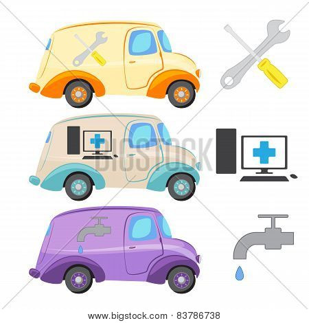 Delivery trucks with logo