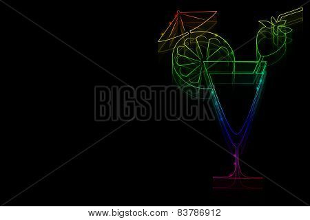 Neon cocktail on a black background