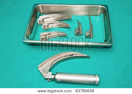 Laryngoscope , Surgical Instrument On Sterile Tray