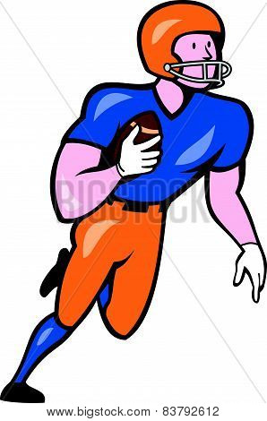 American Football Player Rusher Run Cartoon