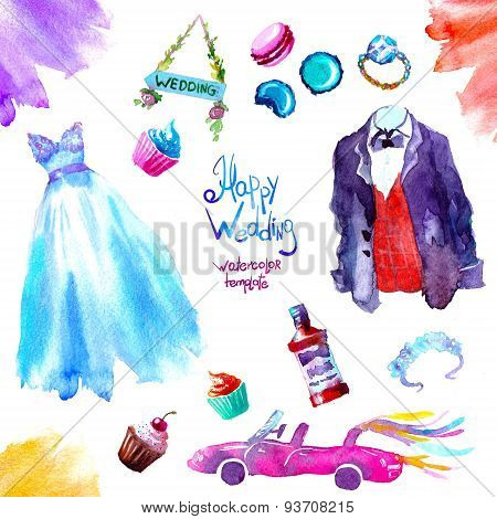 watercolor sweets wedding set