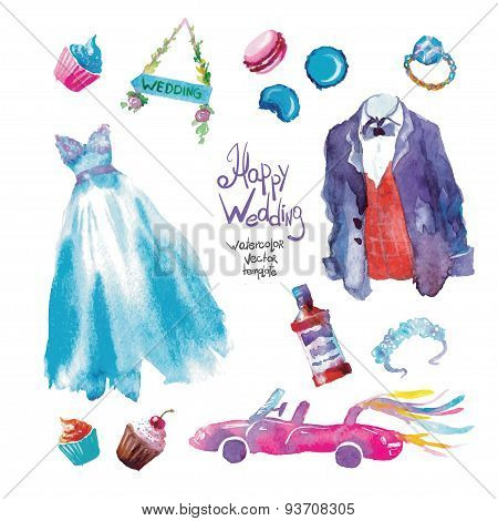 watercolor sweets wedding set
