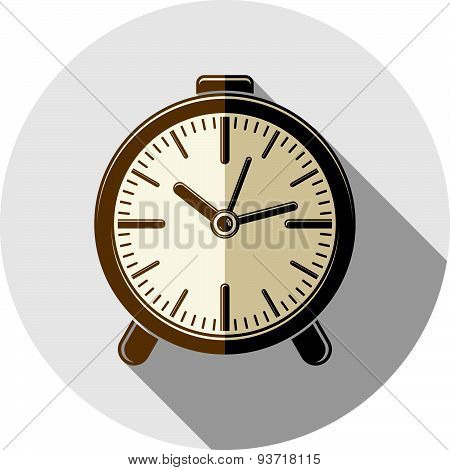 Wake up idea illustration. Classic three-dimensional alarm-clock isolated on white. Table clock.