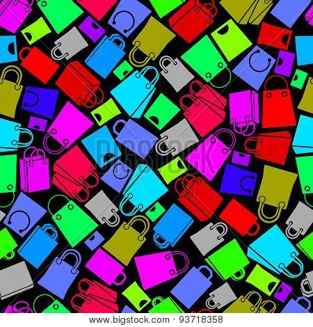 Shopping bags seamless background, vector icon set, elements easy to use separately as icons.